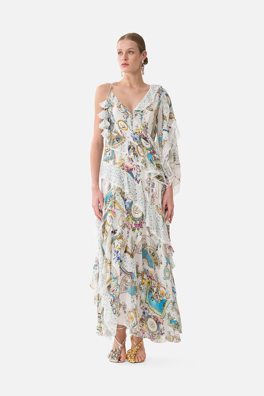 ASYMMETRIC SPLICED RUFFLE DRESS ART FOR THE ARTISANS