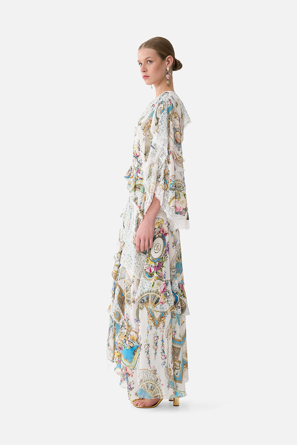ASYMMETRIC SPLICED RUFFLE DRESS ART FOR THE ARTISANS