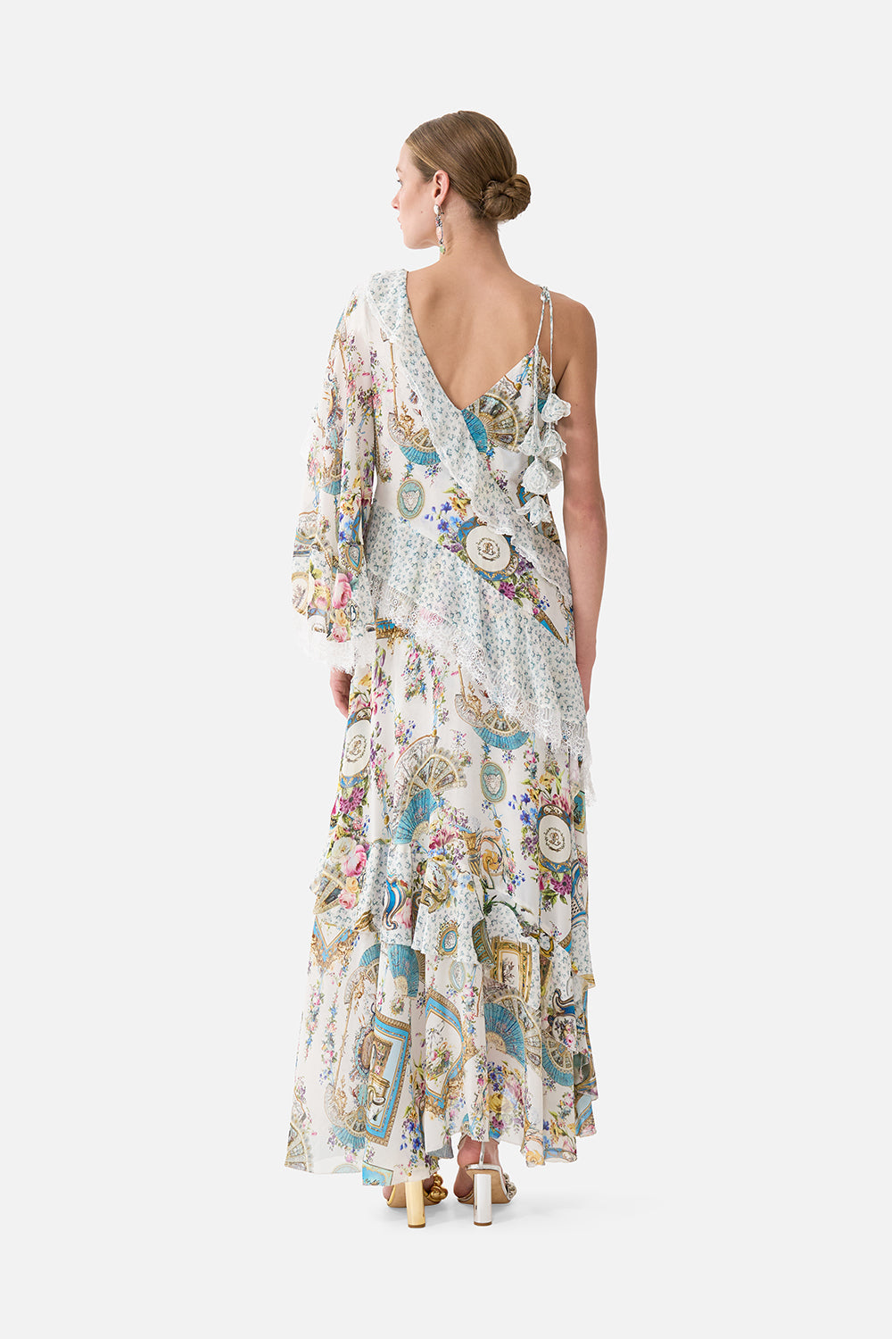 ASYMMETRIC SPLICED RUFFLE DRESS ART FOR THE ARTISANS