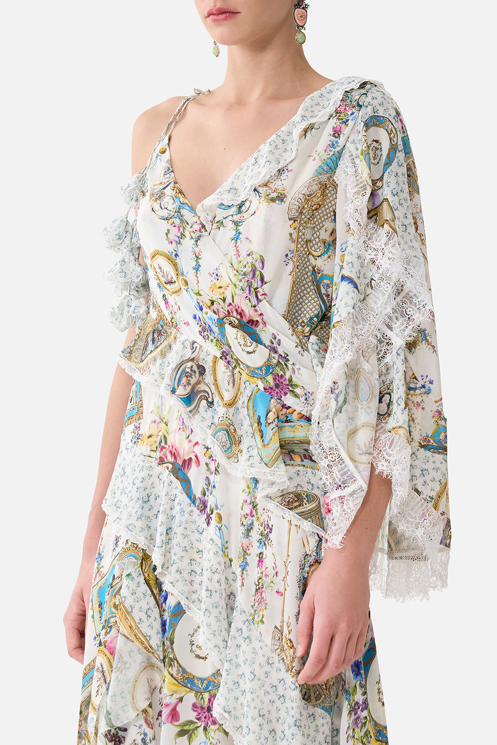 ASYMMETRIC SPLICED RUFFLE DRESS ART FOR THE ARTISANS
