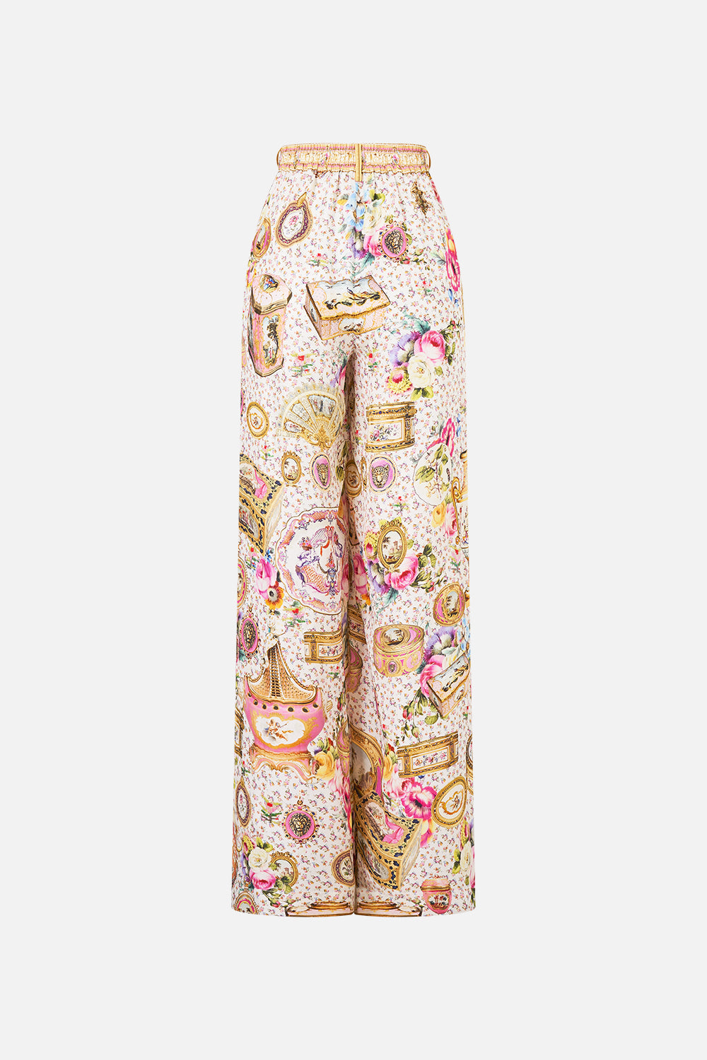 The CAMILLA SHAPED WAISTBAND DRESS WITH GATHERED SLEEVES NIGHT GARDEN in our  print.