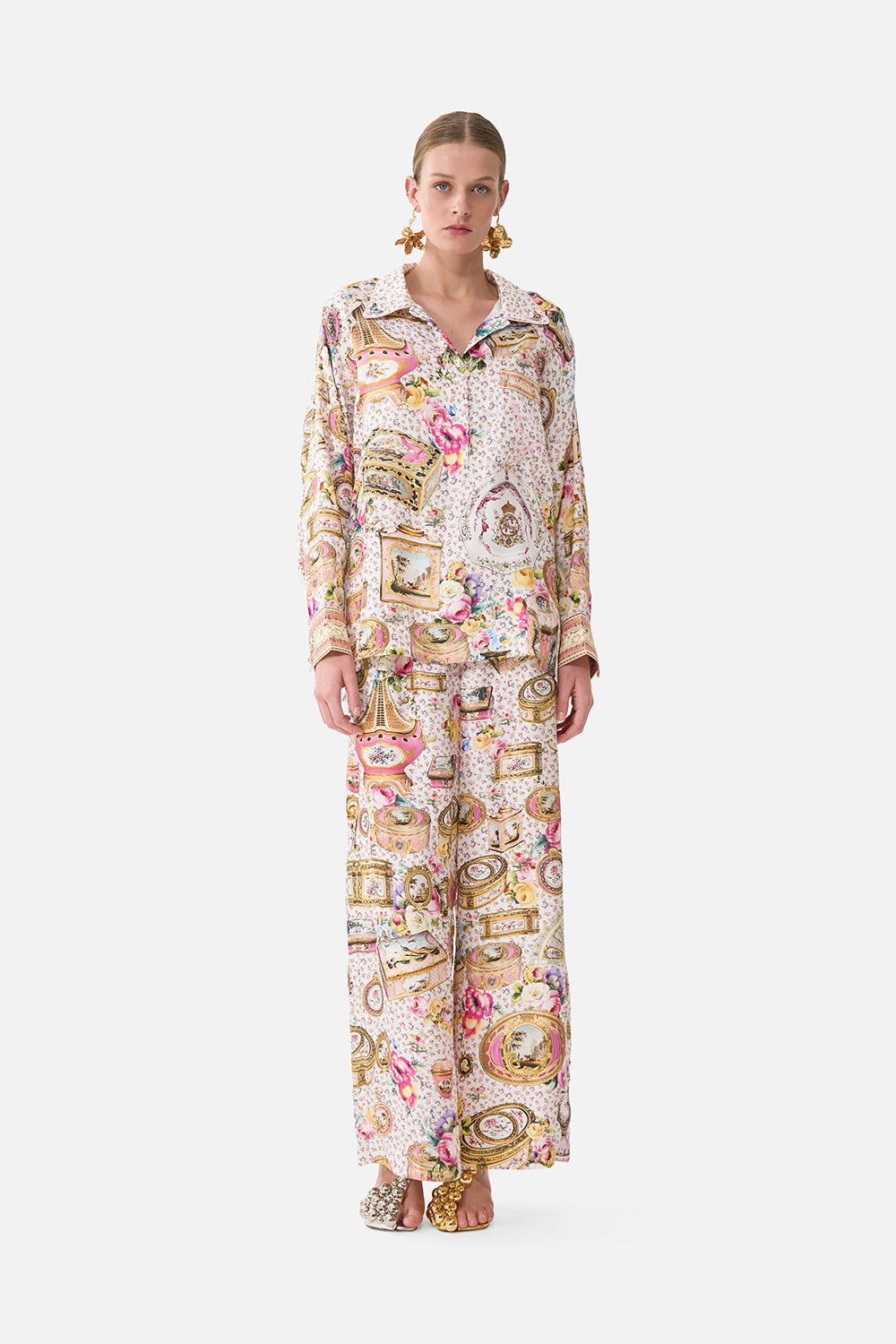 WIDE LEG WAISTED PANT HEART ART