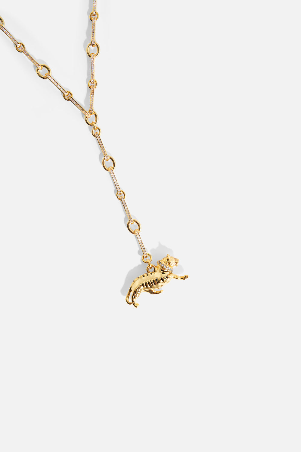The CAMILLA Gilded Realms Leopard Necklace in our Gold print, back view.