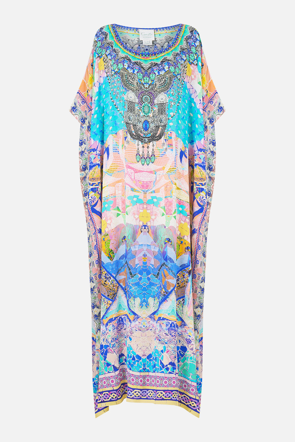 The CAMILLA BUTTON DRESS WITH SHAPED WAISTBAND ARANJUEZ ANIMALIA in our  print.