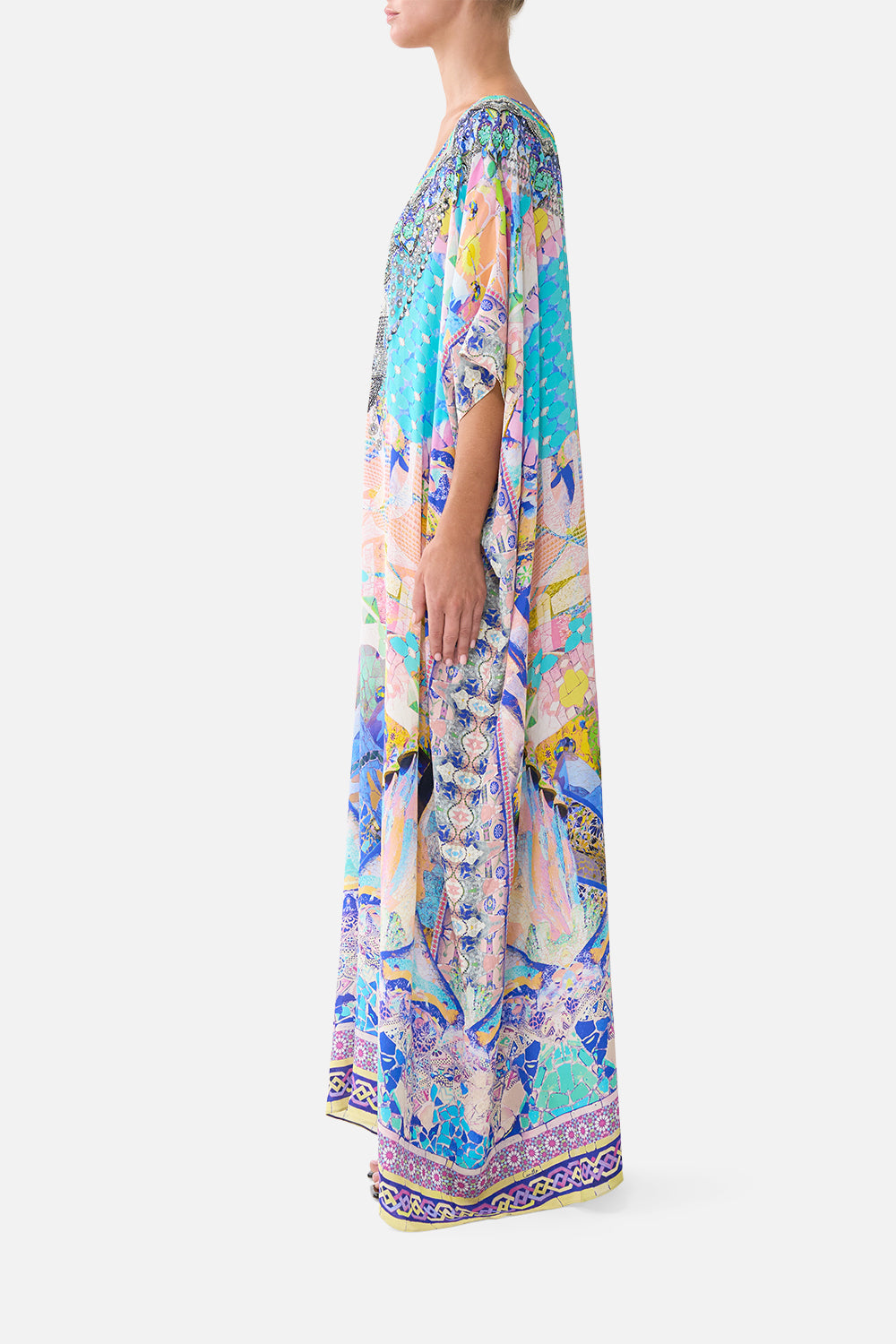 The CAMILLA BUTTON DRESS WITH SHAPED WAISTBAND ARANJUEZ ANIMALIA in our  print.