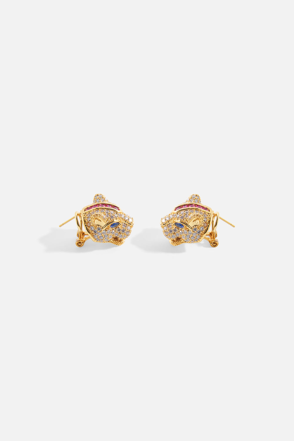 CRYSTAL FELINE STUDS GOLD