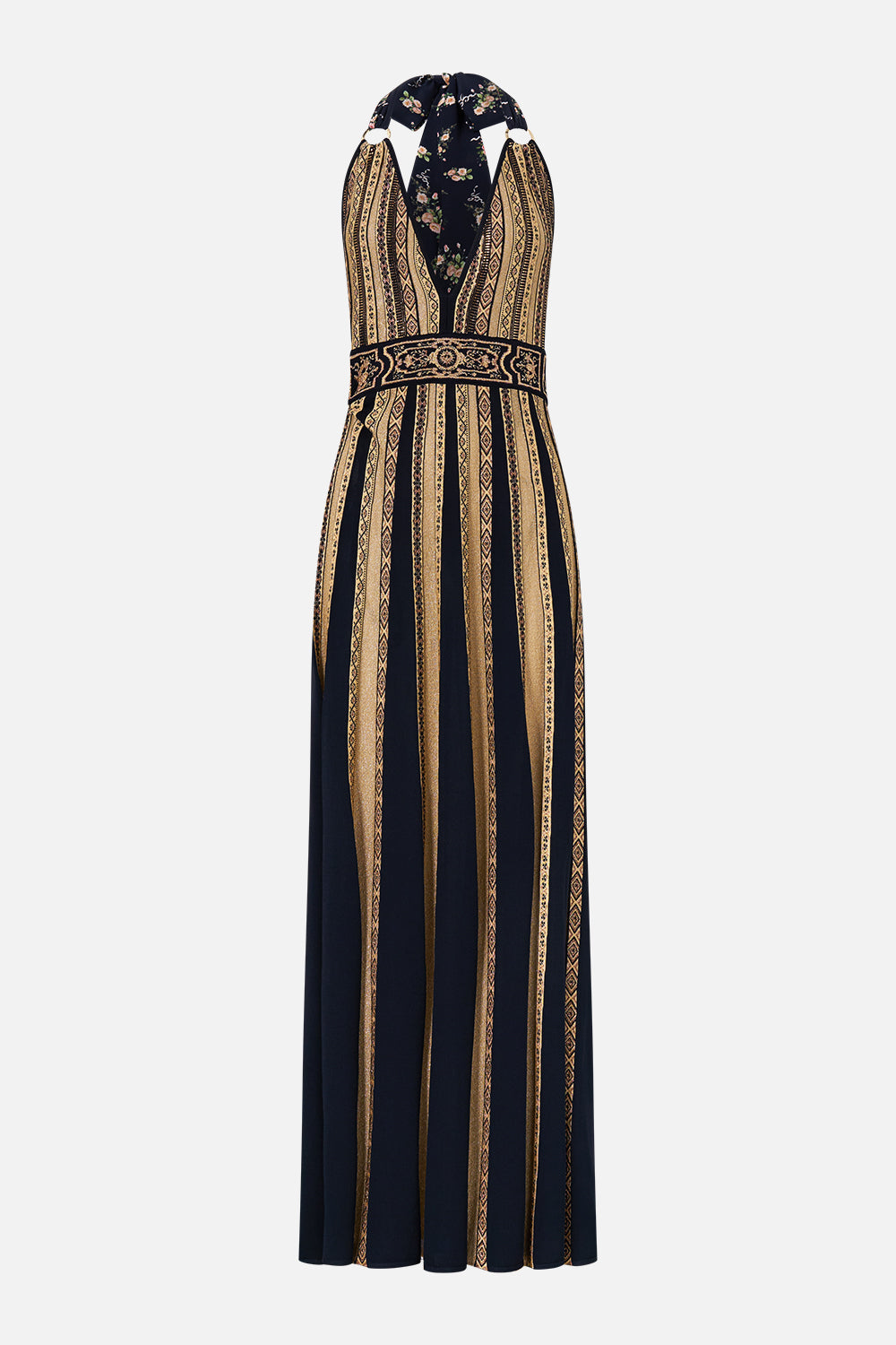 HALTER NECK KNIT DRESS WITH SILK TIE VERSAILLES OR DIE