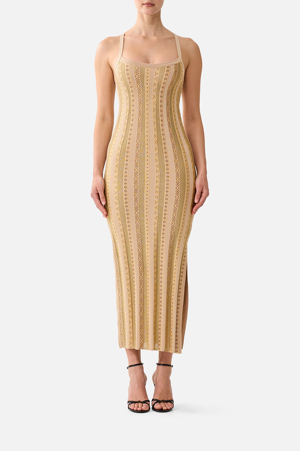 KNIT TANK DRESS WITH CROSS BACK QUEEN OF BOHEMIA