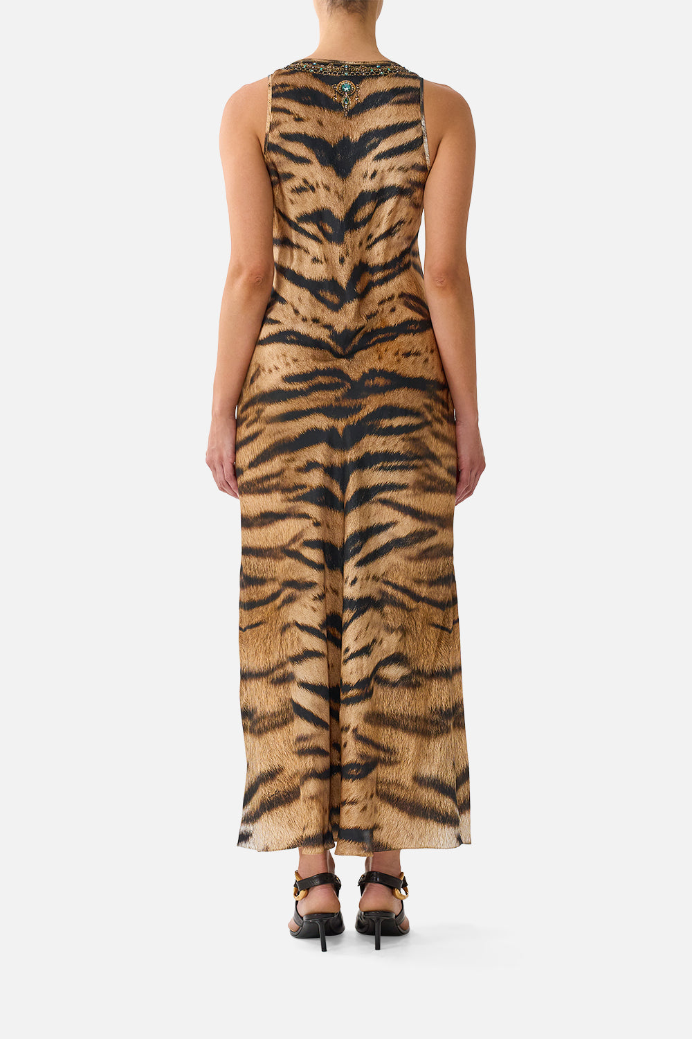 The CAMILLA Bias Cut Tank Dress in Print A Wink to the Wild. Model View