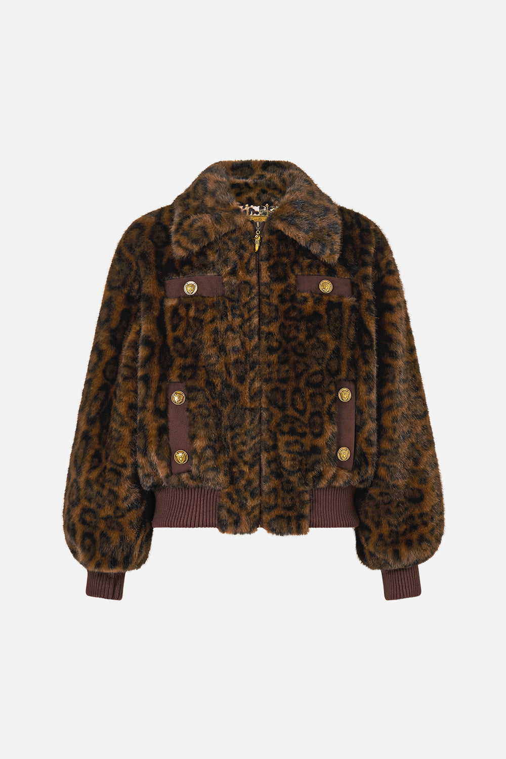 FAUX FUR BOMBER POCKET DETAILS FIESTA SIESTA REPEAT