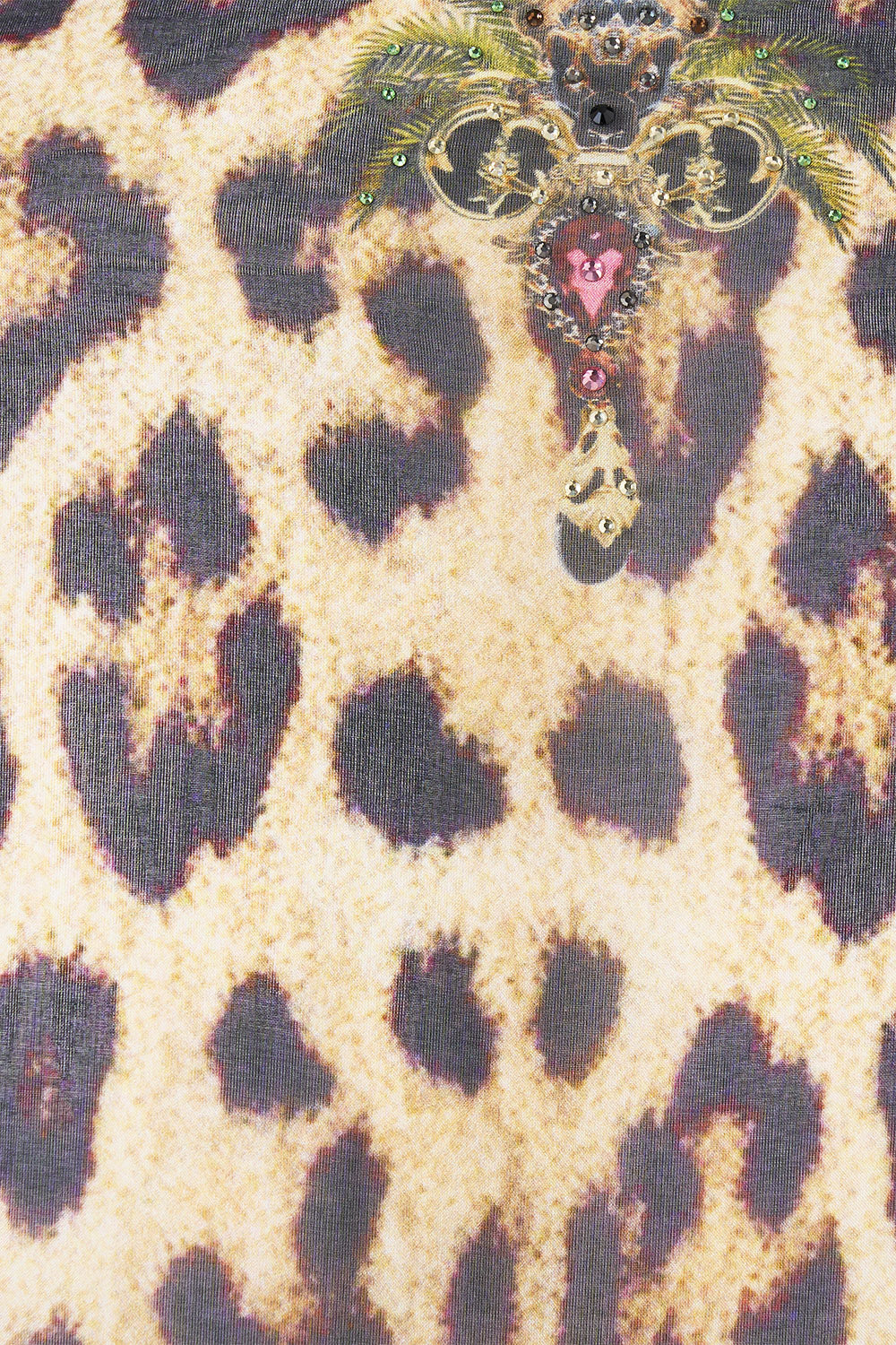 The CAMILLA Silk Chiffon Shrug Leotigra Land in our Leotigra Land print.