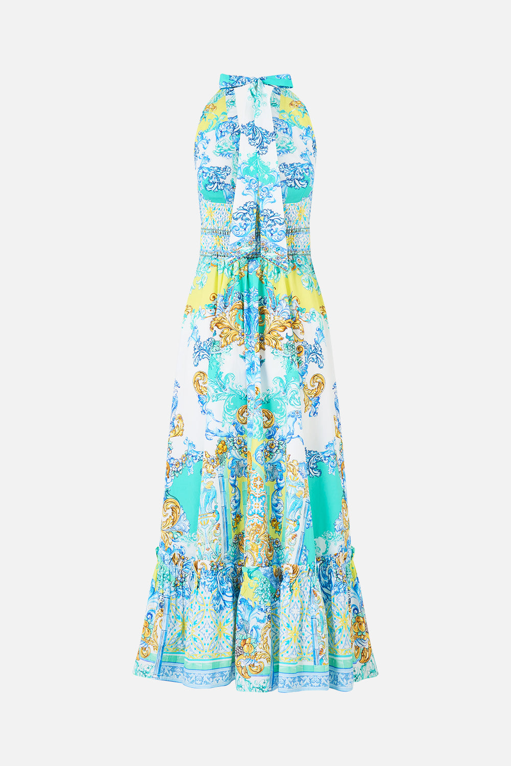 The CAMILLA JERSEY BODICE SHORT DRESS WITH BELT THE PORCELAIN PARLOUR in our  print.