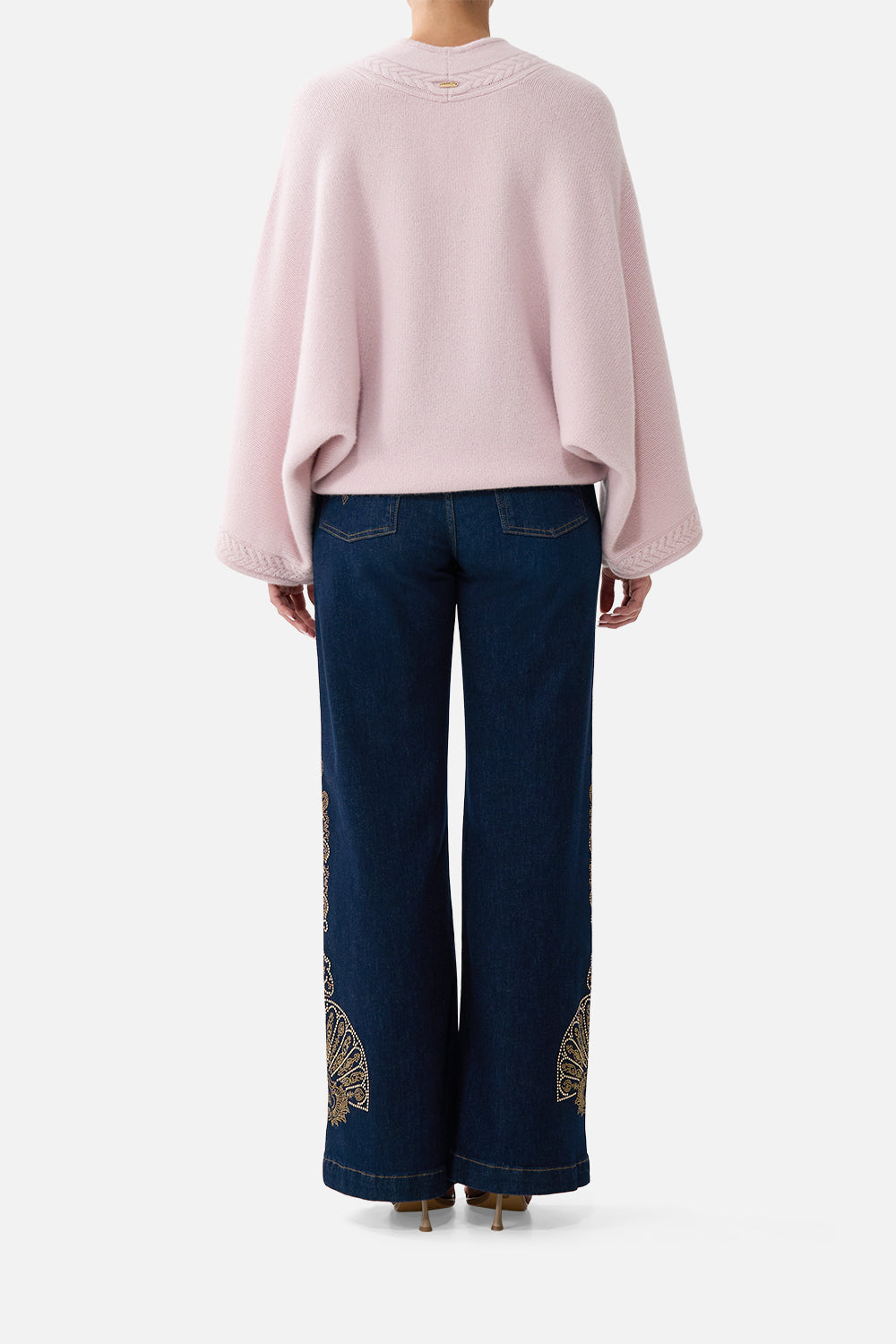 The CAMILLA Cashmere Knit Relaxed V Neck Sweater Chamber Of Blooms in our Chamber Of Blooms print.