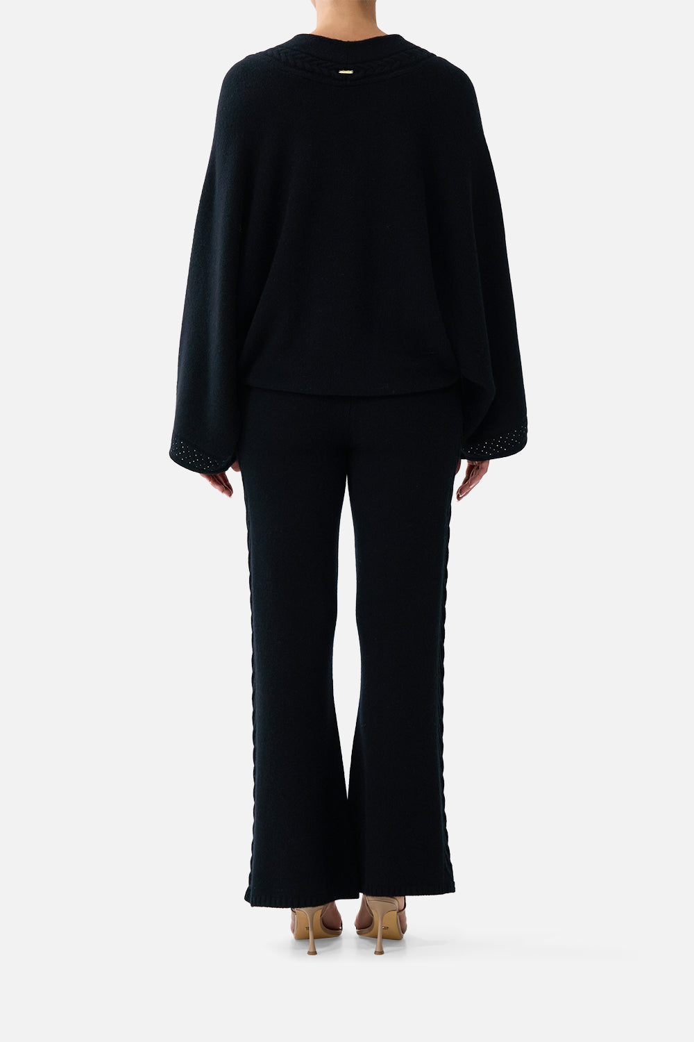 The CAMILLA Cashmere Knit Relaxed V Neck Sweater Night Garden in our Night Garden print.