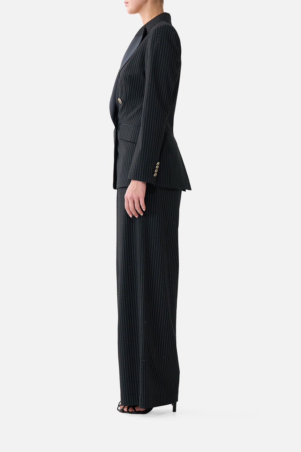 The CAMILLA Double Breasted Suit Jacket Night Garden in our Night Garden print.