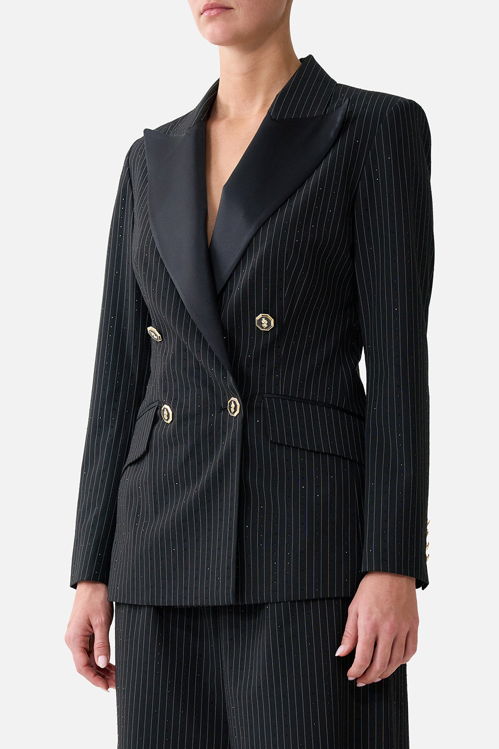DOUBLE BREASTED SUIT JACKET NIGHT GARDEN