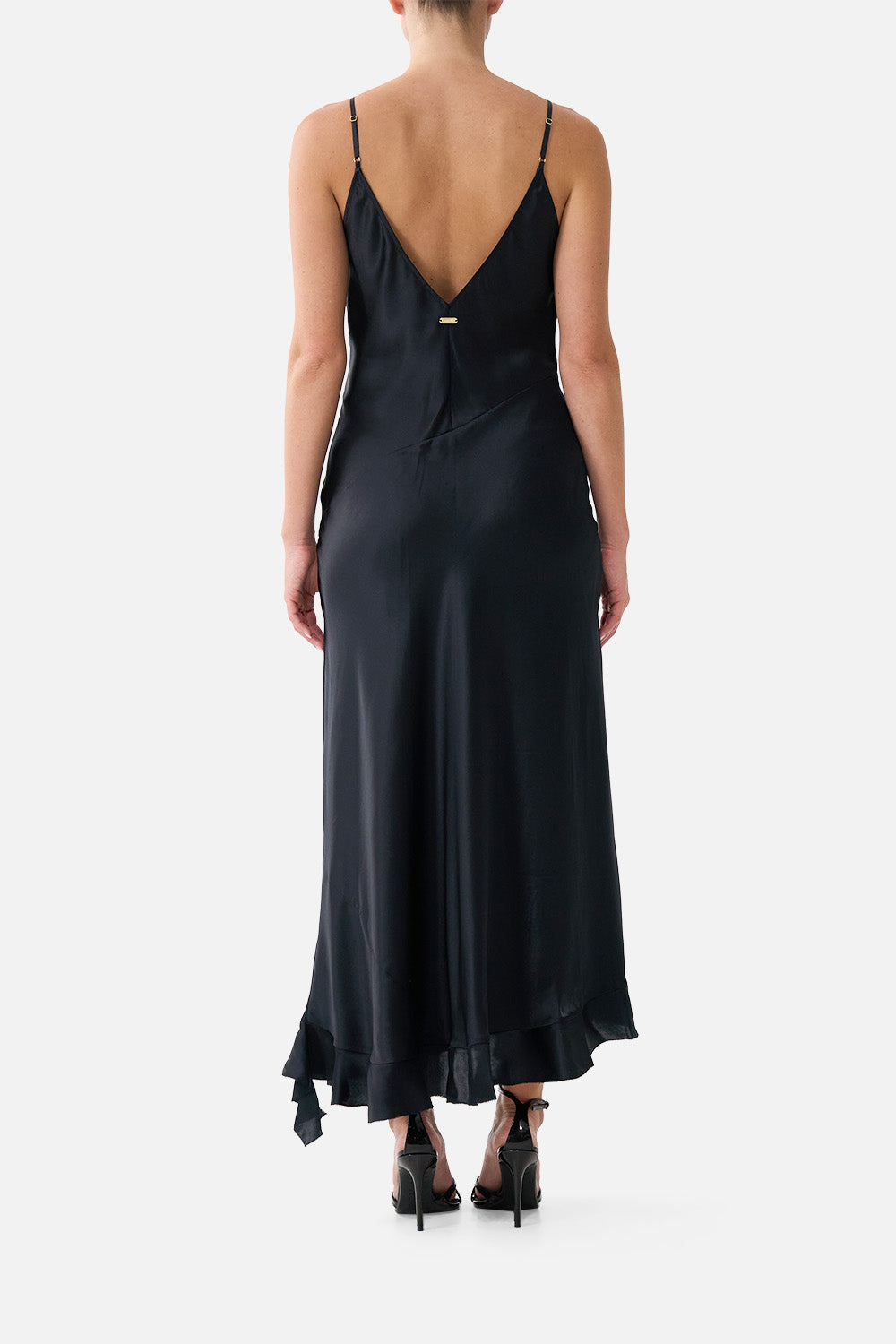 BIAS SLIP DRESS WITH FRILL HEM SILK ESSENTIALS
