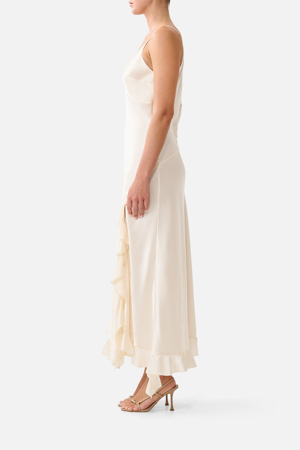 The CAMILLA BIAS SLIP DRESS WITH FRILL HEM SILK ESSENTIALS