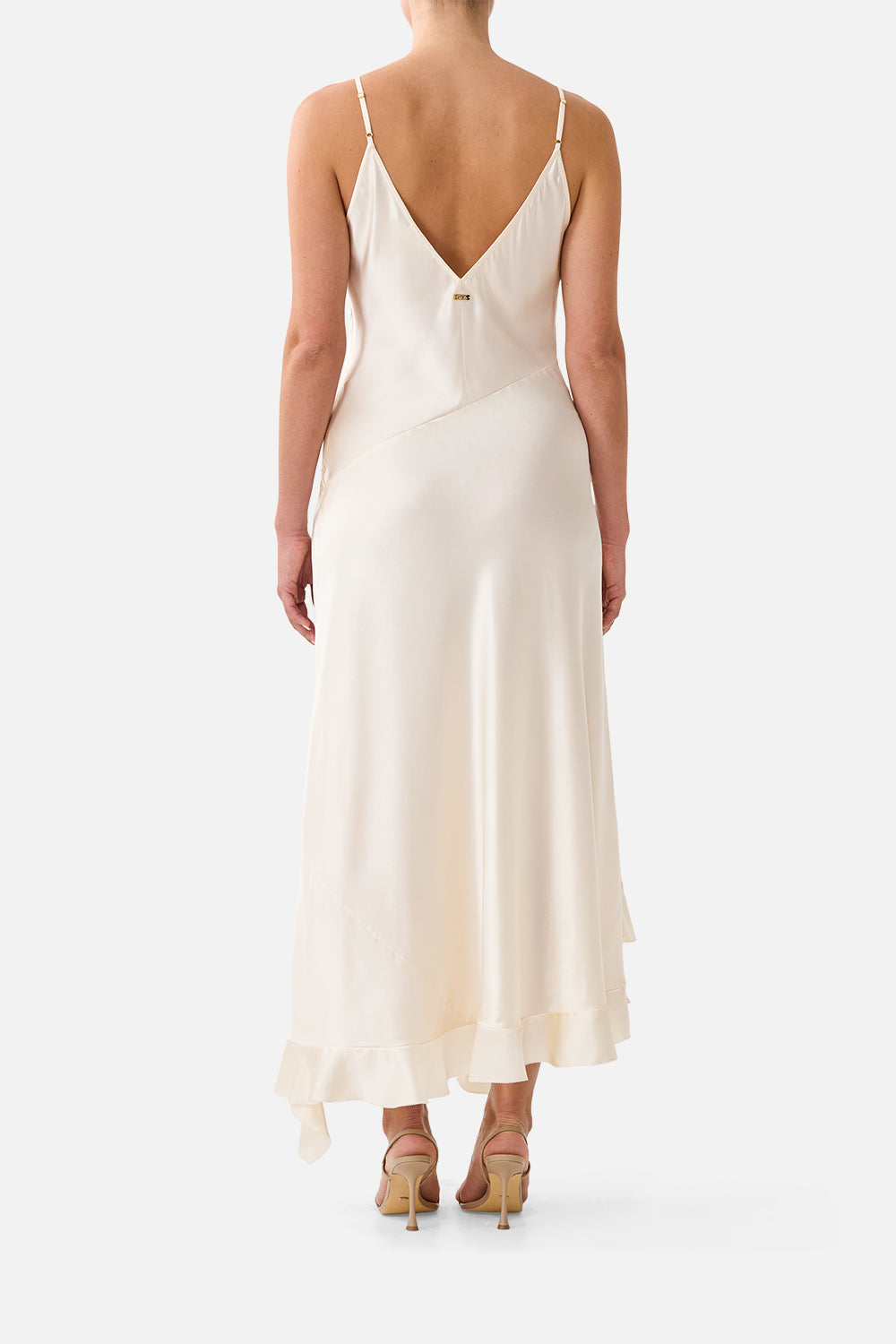 The CAMILLA BIAS SLIP DRESS WITH FRILL HEM SILK ESSENTIALS