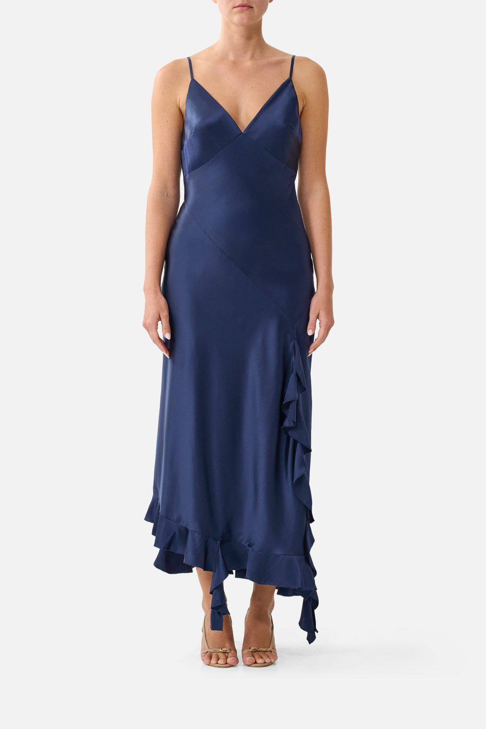 The CAMILLA BIAS SLIP DRESS WITH FRILL HEM SILK ESSENTIALSSILK ESSENTIALS
