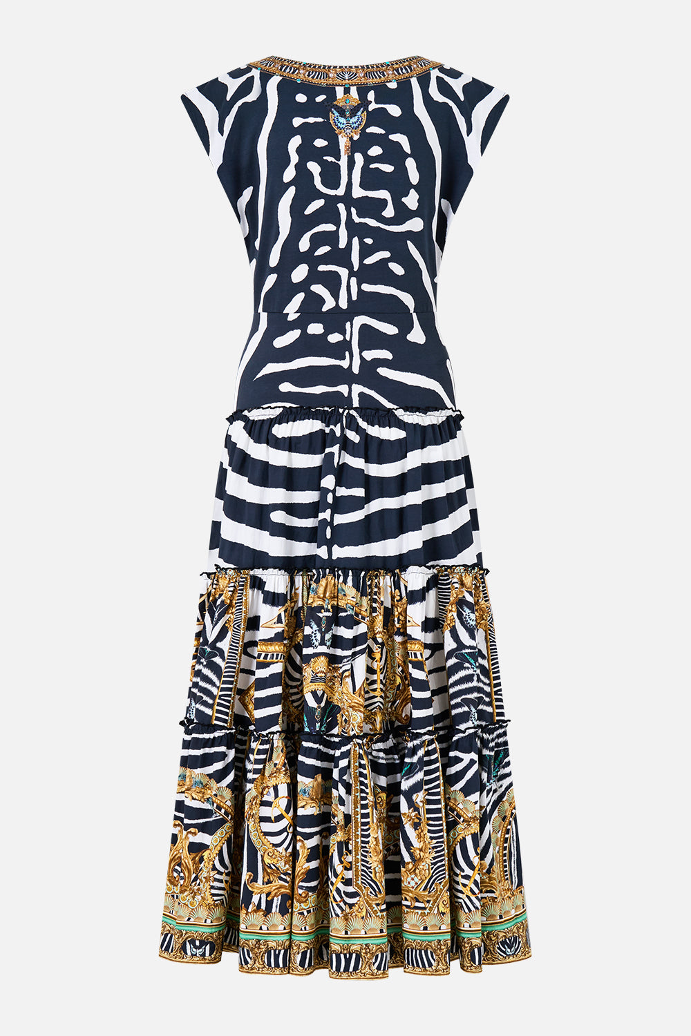 V-NECK DROP WAIST MIDI DRESS ZIG ZAG ZOO