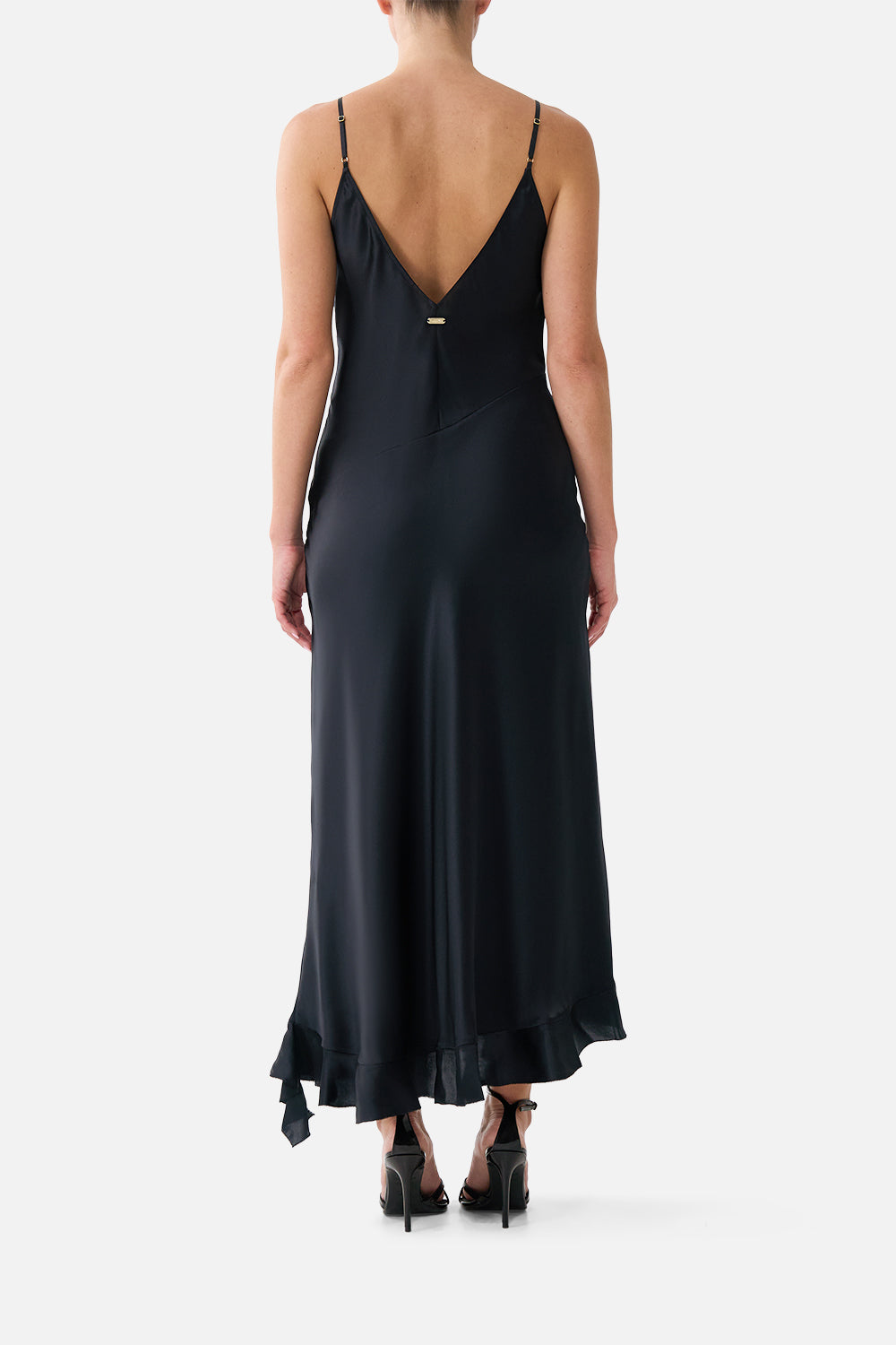 The CAMILLA Bias Slip Dress with Frill Hem Silk Essentials in our Silk Essentials print.