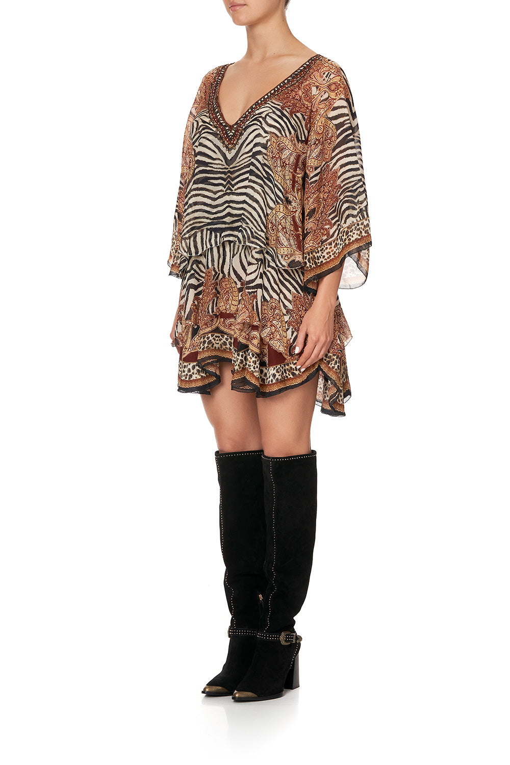 LAYERED FRILL SHORT DRESS WILD FIRE