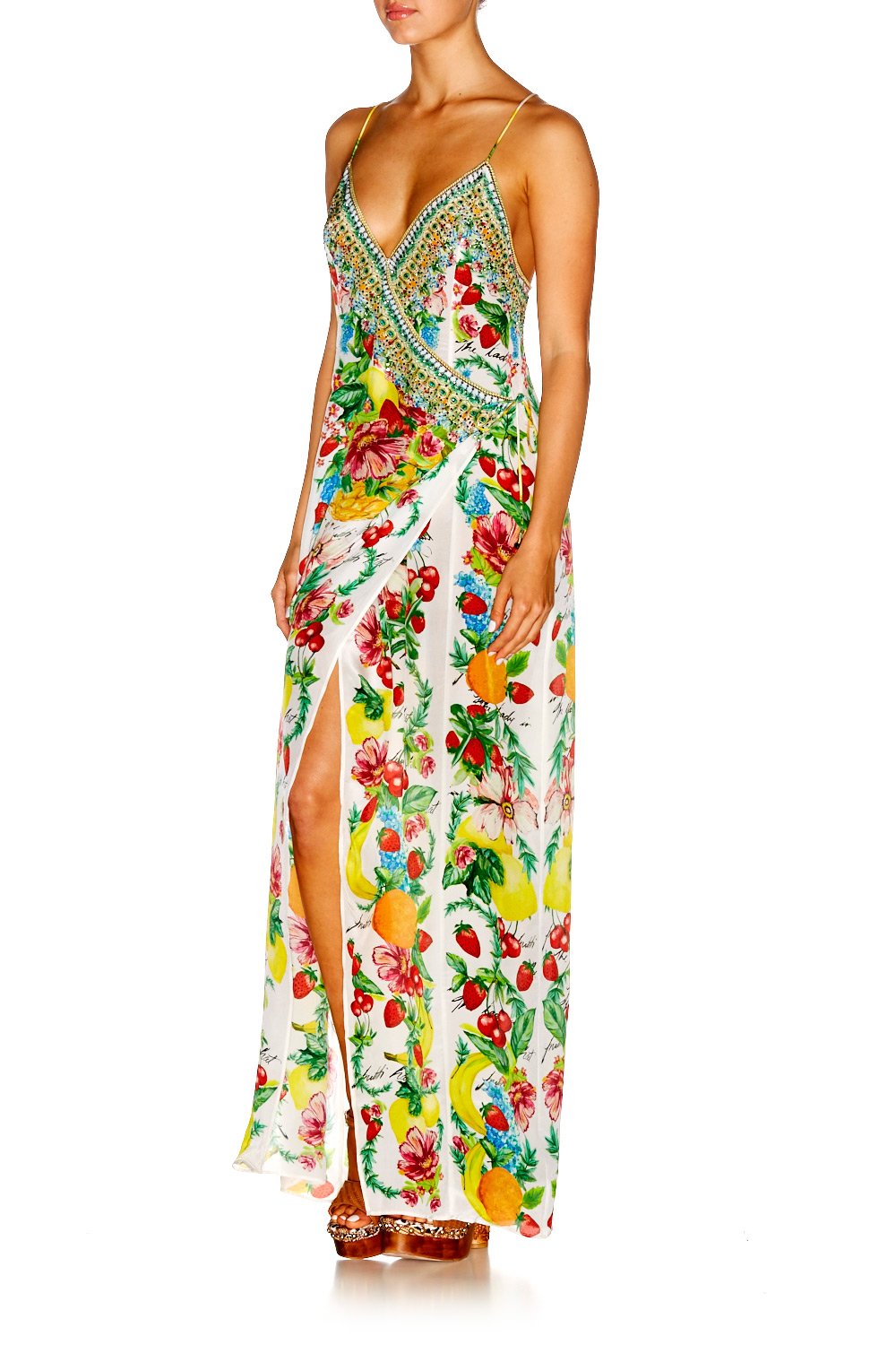THERES NO PLACE LIKE RIO ASYMETRICAL WRAP DRESS