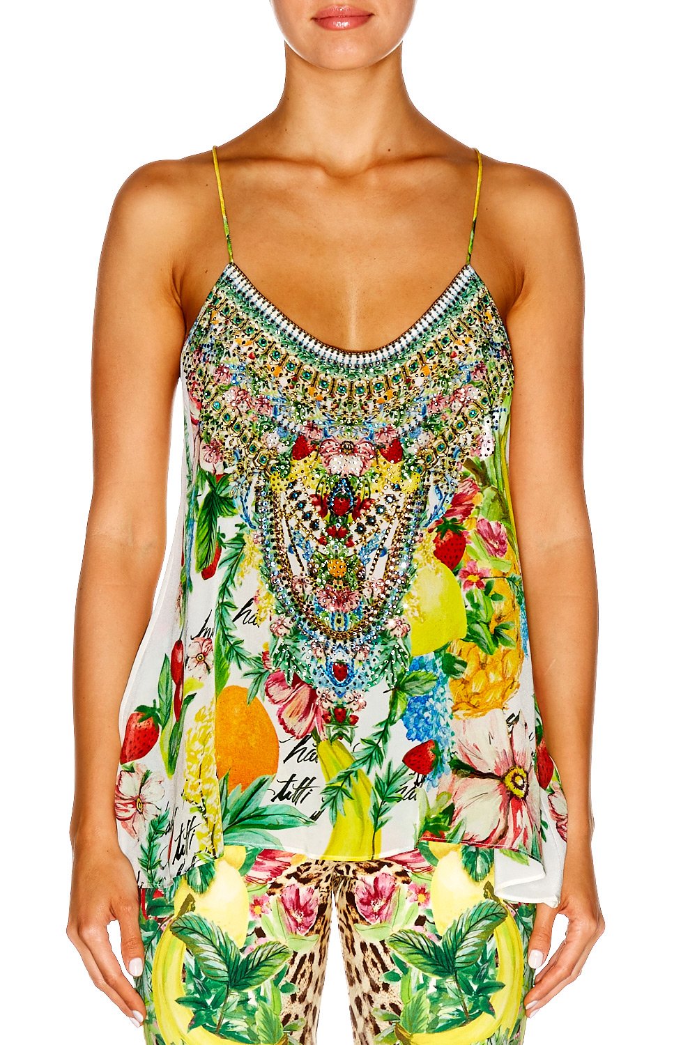 THERES NO PLACE LIKE RIO T BACK SHOESTRING STRAP TOP