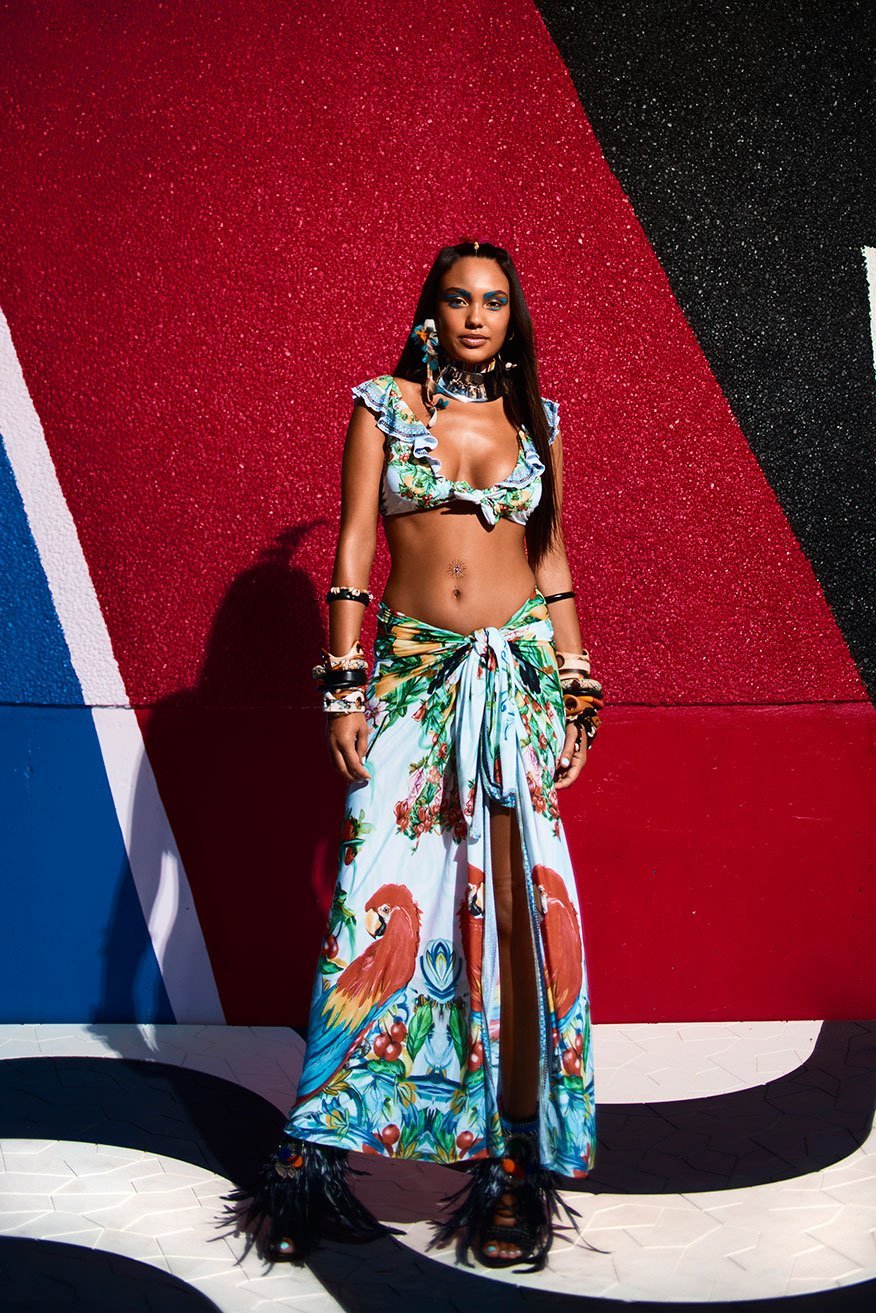 ONE FLEW OVER TIE FRONT FRILL BIKINI