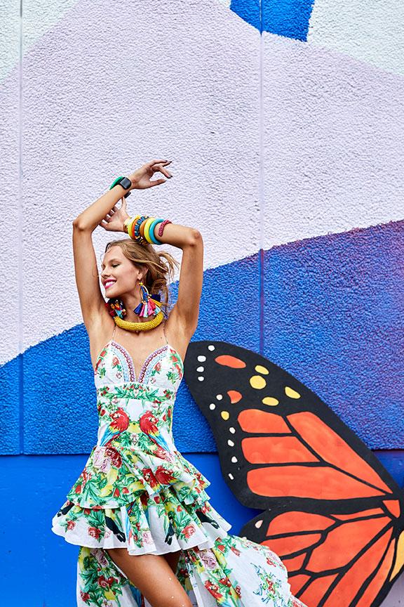 ONE FLEW OVER LONG OPEN FRONT PESANT DRESS