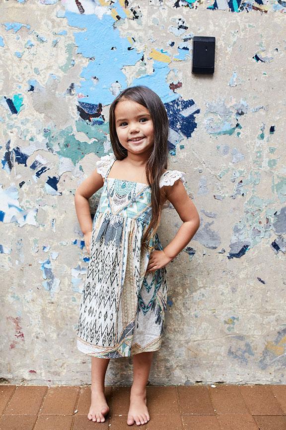 WEAVE ON KIDS FRILL STRAP DRESS