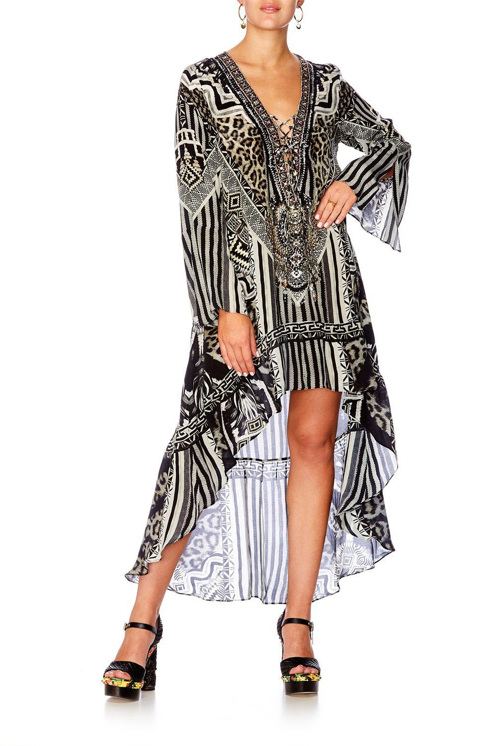 TRIBAL THEORY SHORT DRESS W HIGH LOW HEM