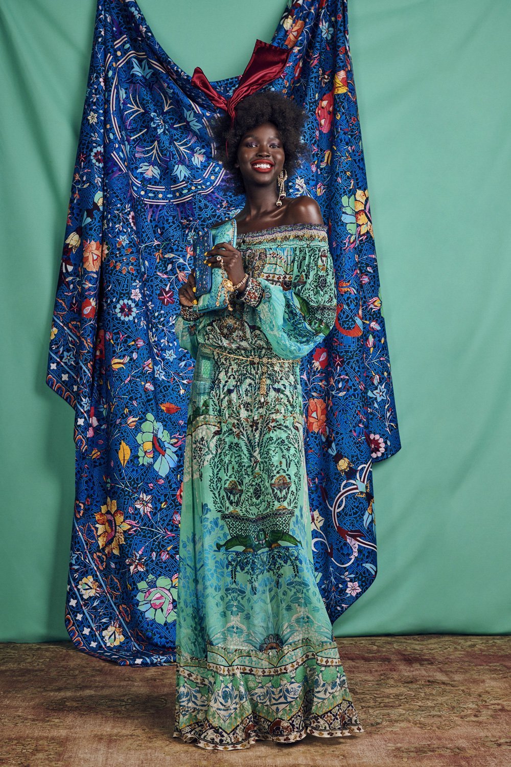 THE SPIRIT WITHIN OFF SHOULDER SHIRRED DRESS