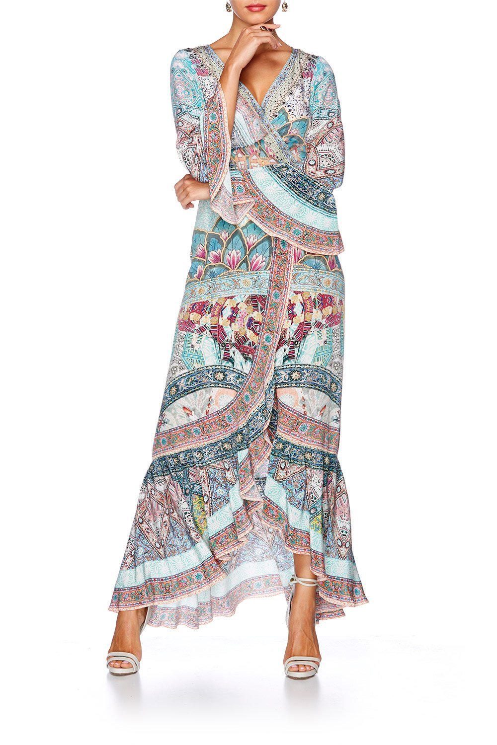 SISTERS OF THE MARIGOLD LONG SLEEVE WRAP DRESS