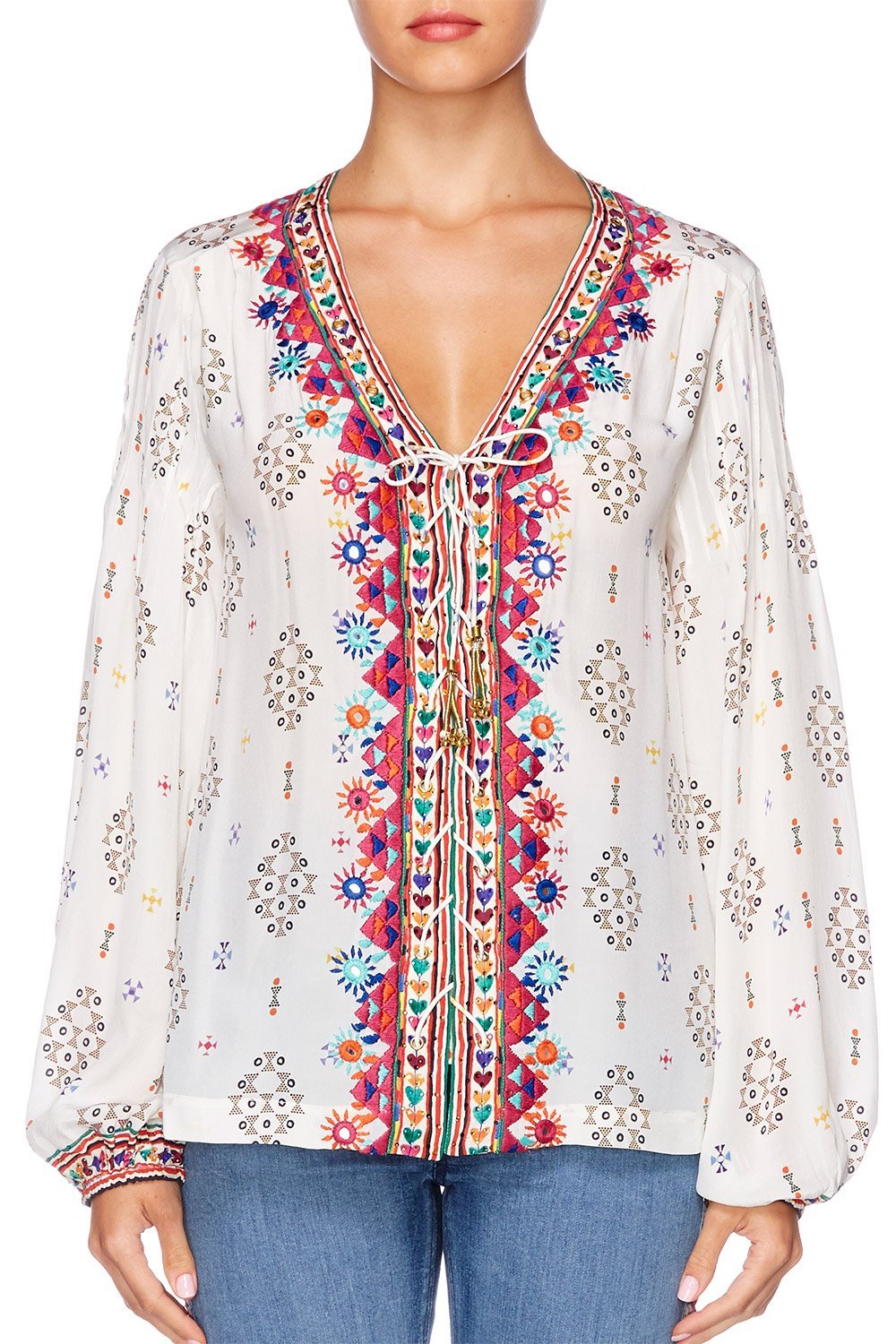 LOVE SONG PEASANT BLOUSE W FRONT LACING