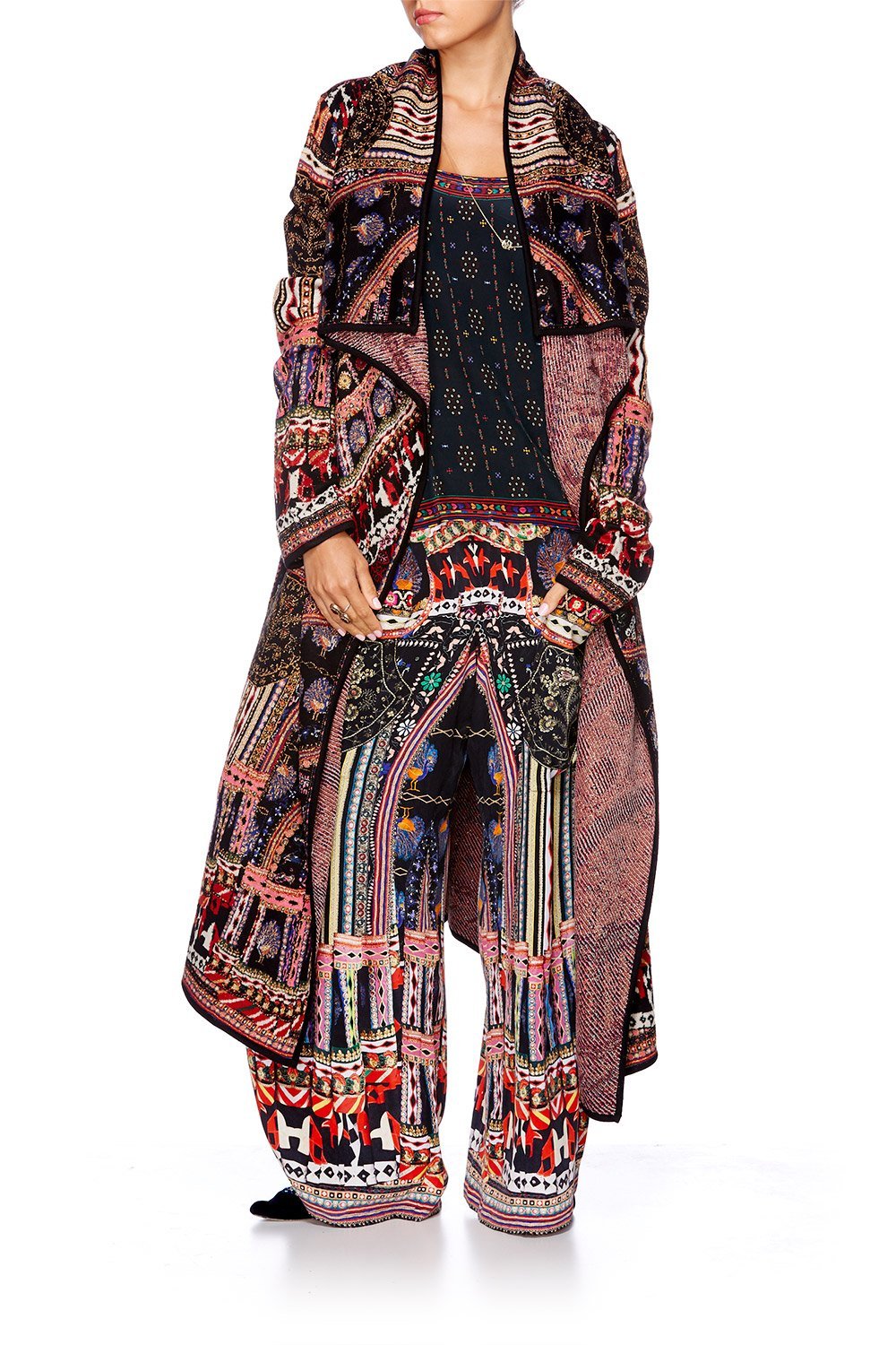 DANCING ON MY OWN LONG JAQUARD CARDIGAN W TIE