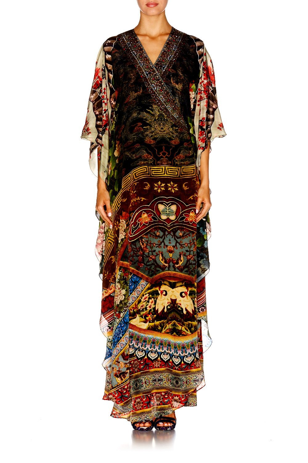 GATHERING DUSK WRAP TIE LONG SLEEVE KAFTAN