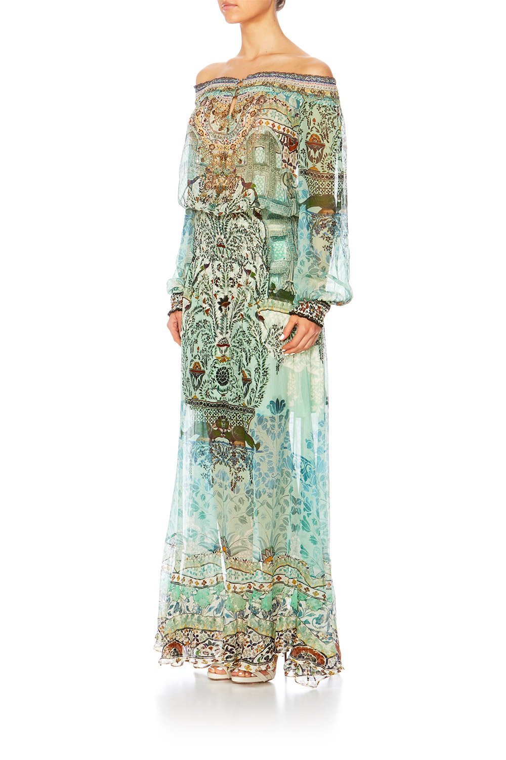 THE SPIRIT WITHIN OFF SHOULDER SHIRRED DRESS