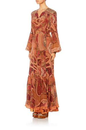 FAMILY GATHERING QUILTED YOKE WRAP DRESS