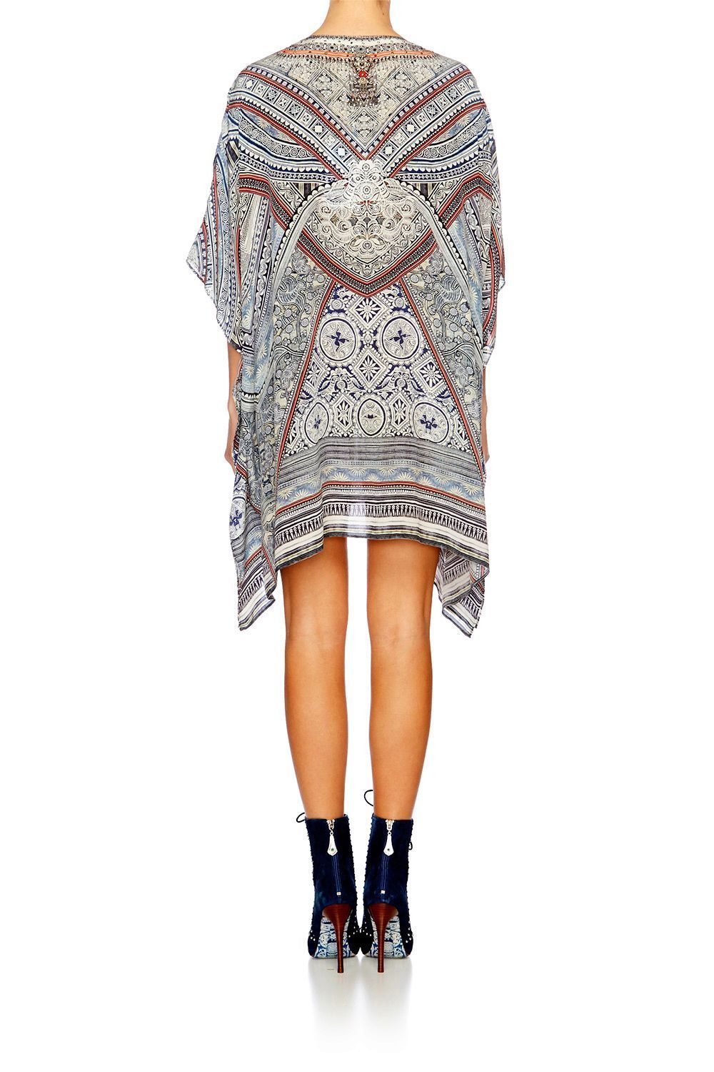 ANTIQUE BATIK SHORT LACE UP KAFTAN