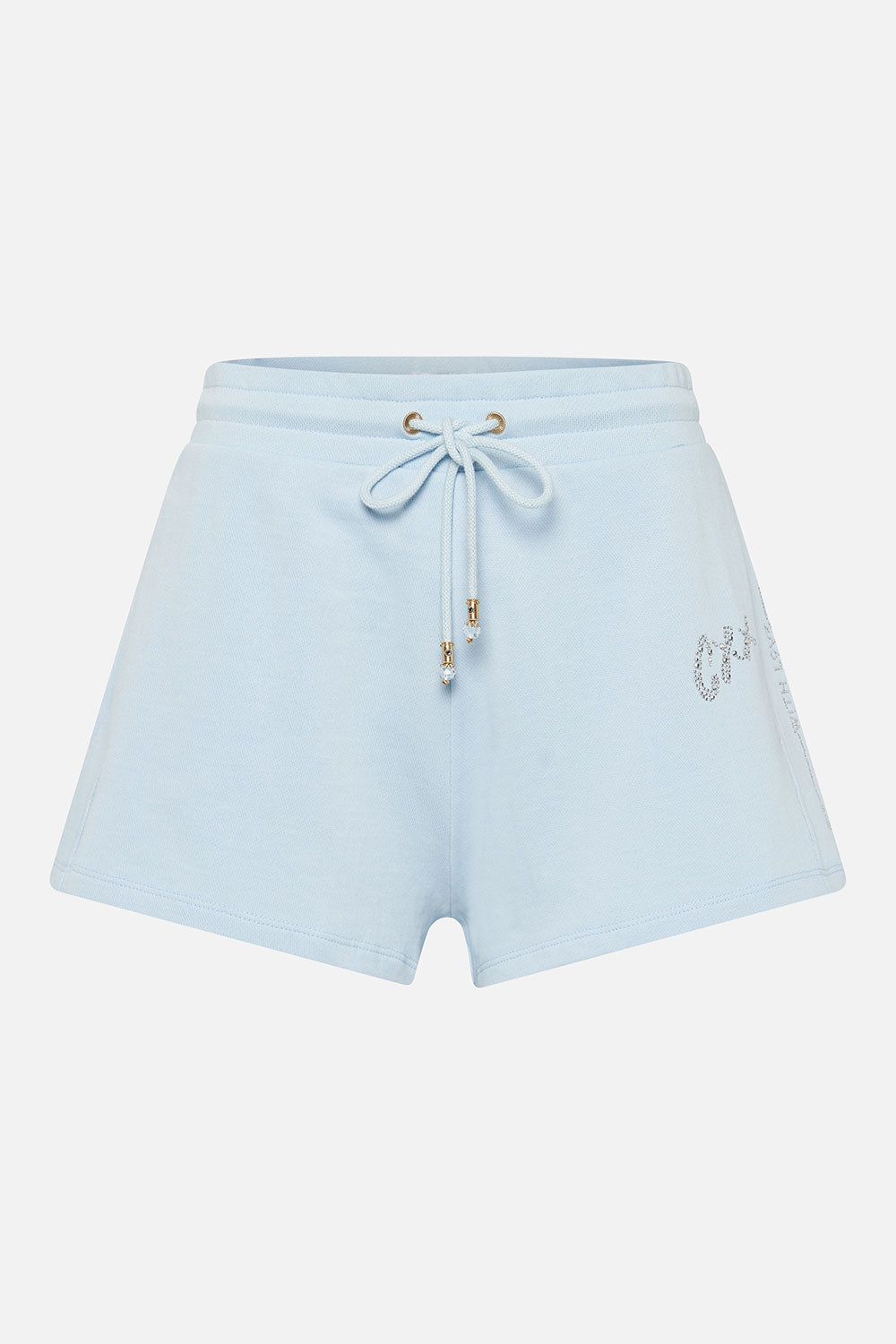 TERRY SHORT WITH CONTRAST STRIPE LOGO CAPSULE - ICE BLUE
