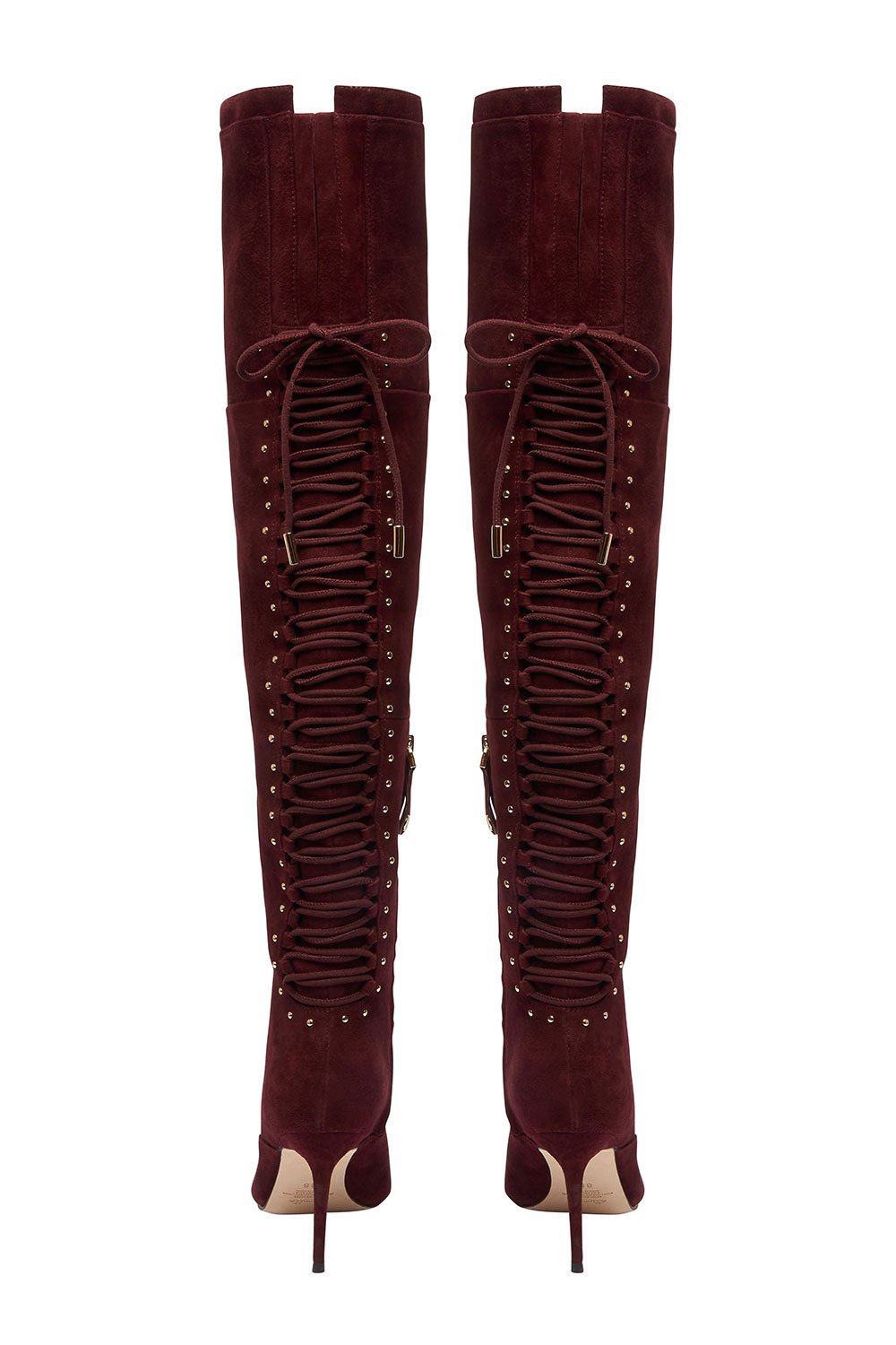 LACED THIGH HIGH BOOT BURGUNDY