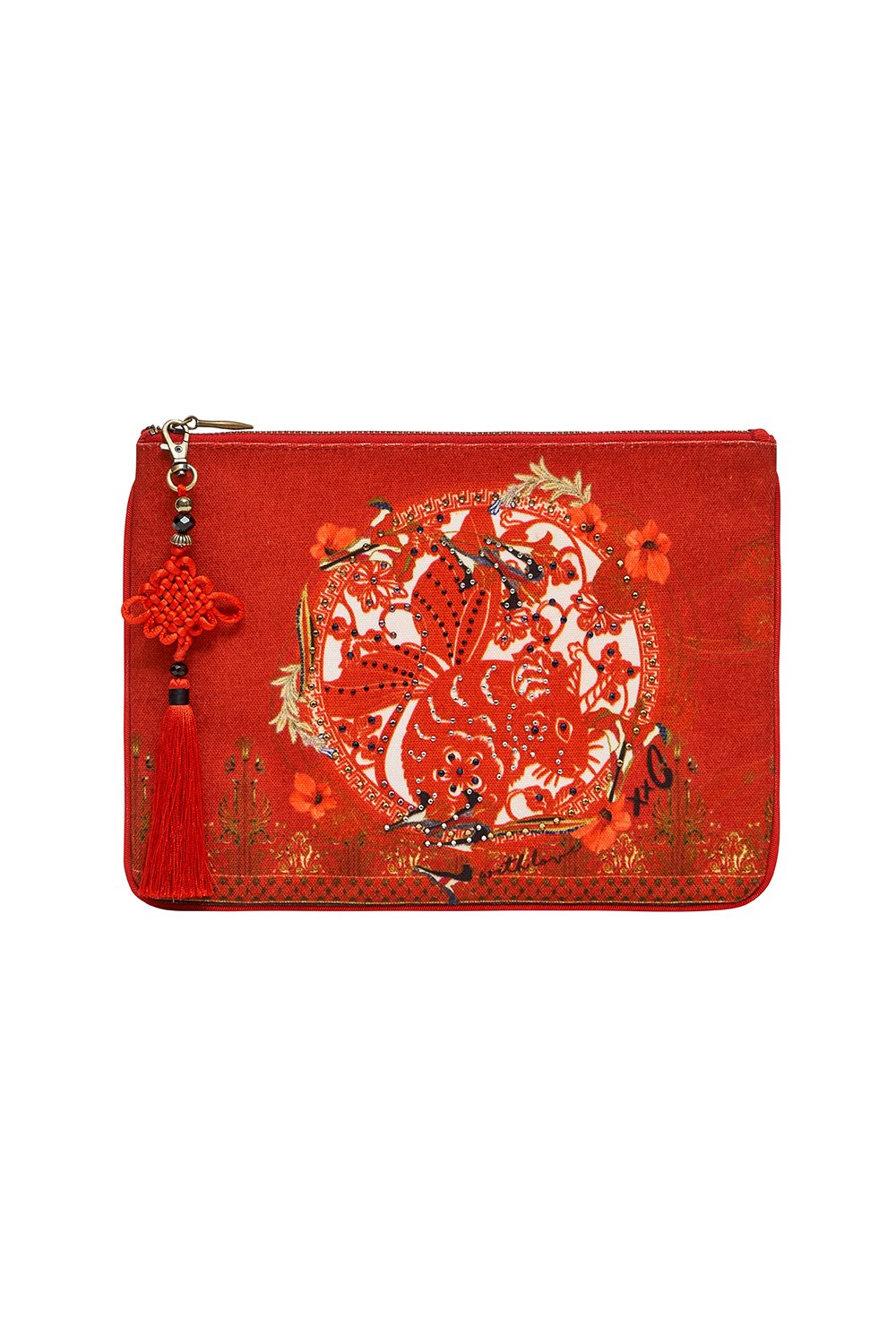 SMALL CANVAS CLUTCH SOLID RED