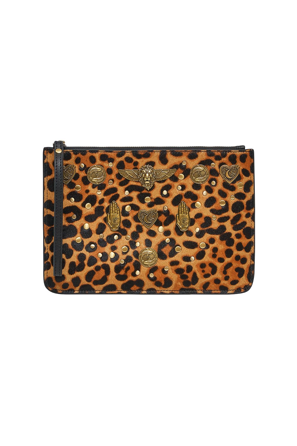 STUDDED LEATHER CLUTCH FIRE AT NIGHT