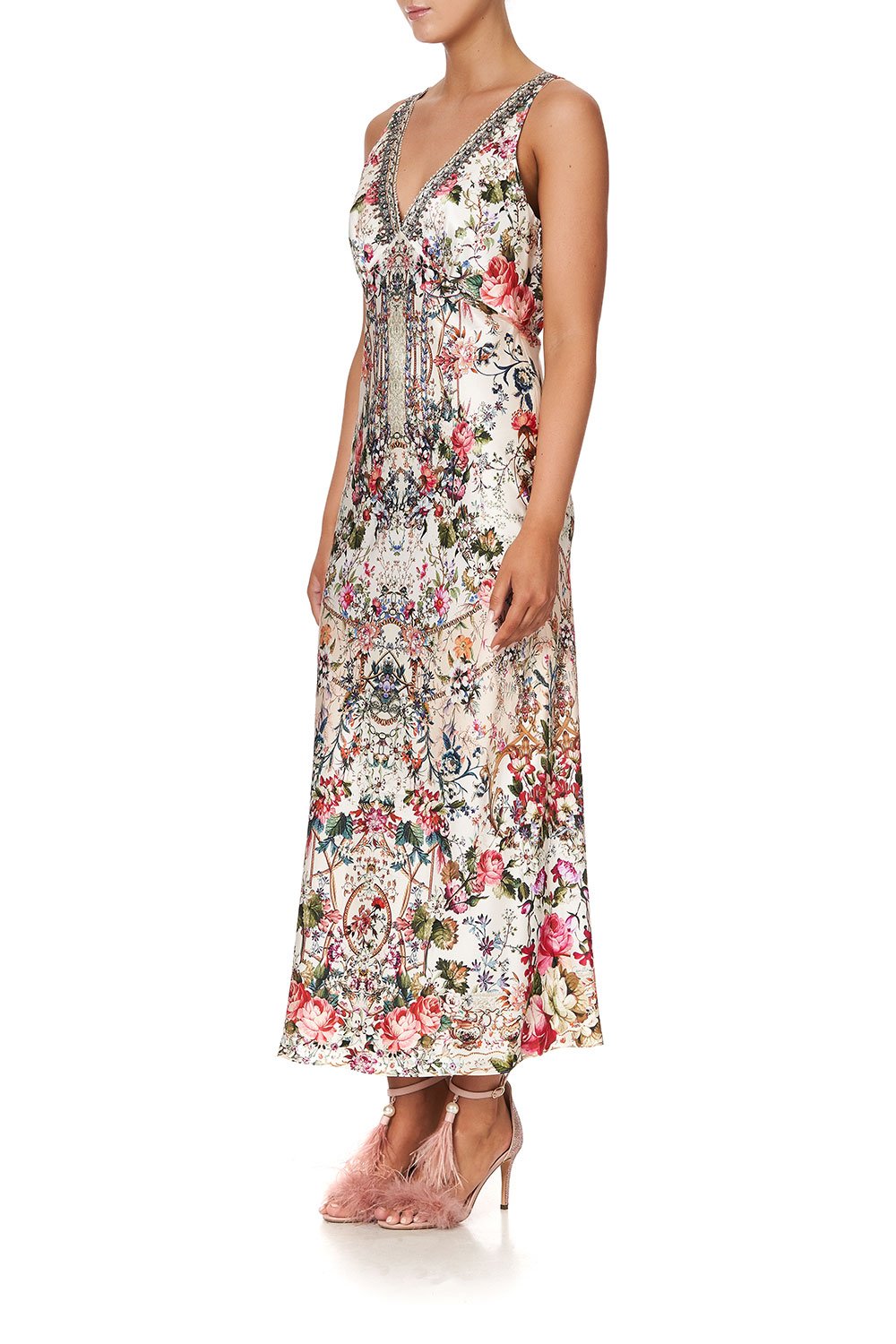 V-NECK SLIP DRESS LONDON LOOMS