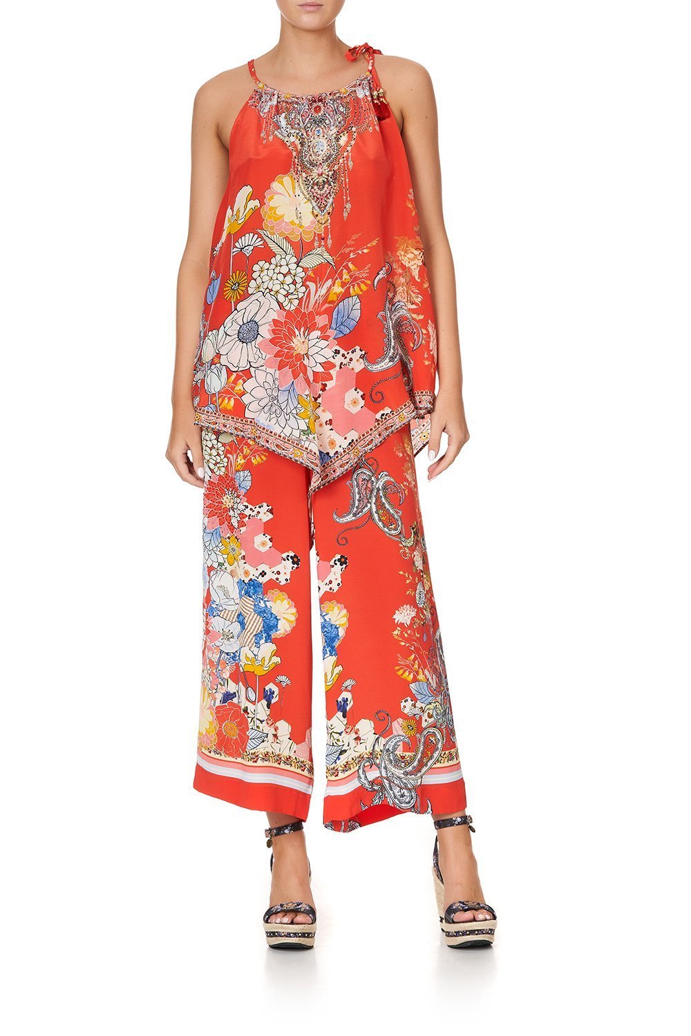 HANDKERCHIEF HEM TANK PAISLEY IN PATCHES