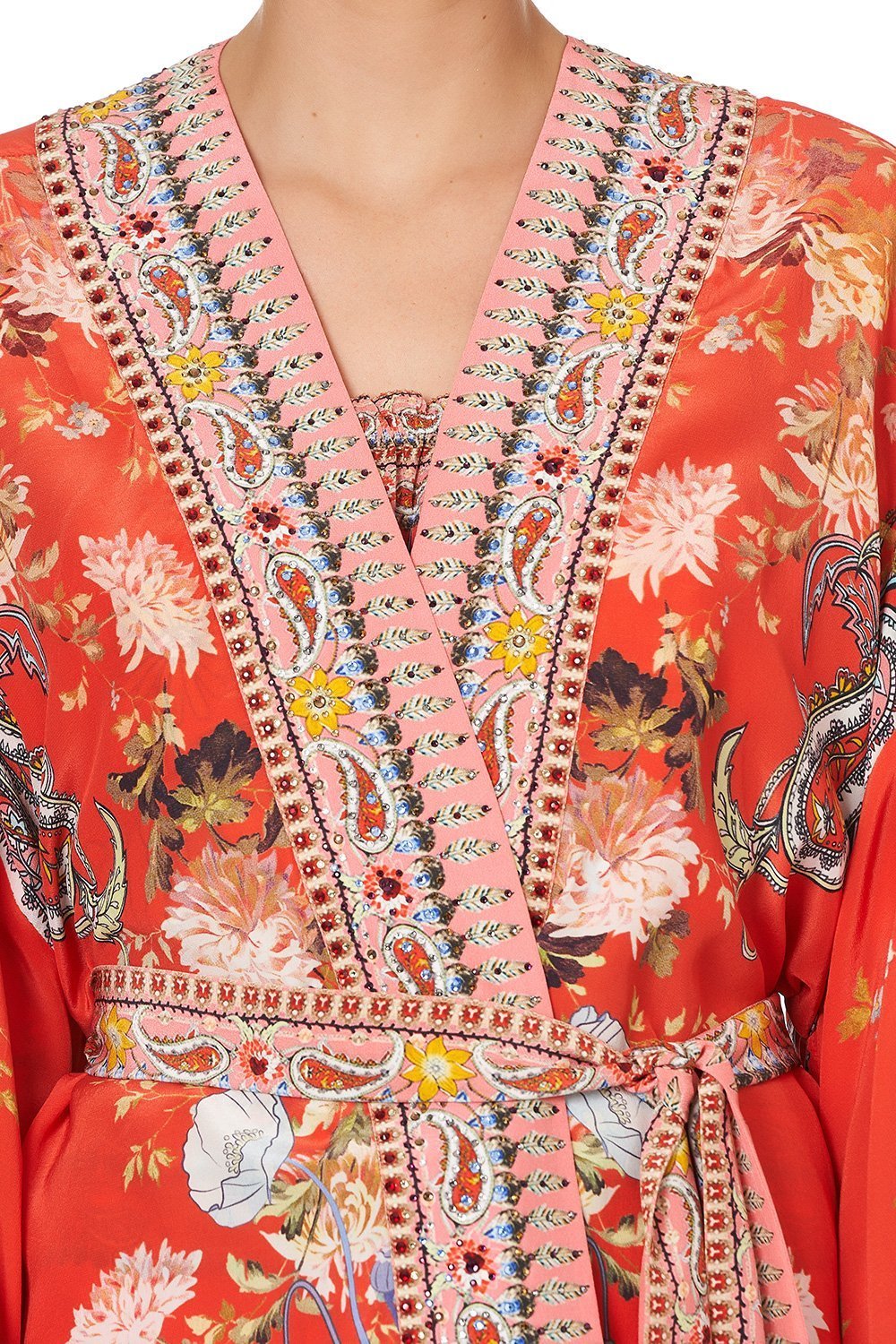 KIMONO WITH TIE BELT PAISLEY IN PATCHES