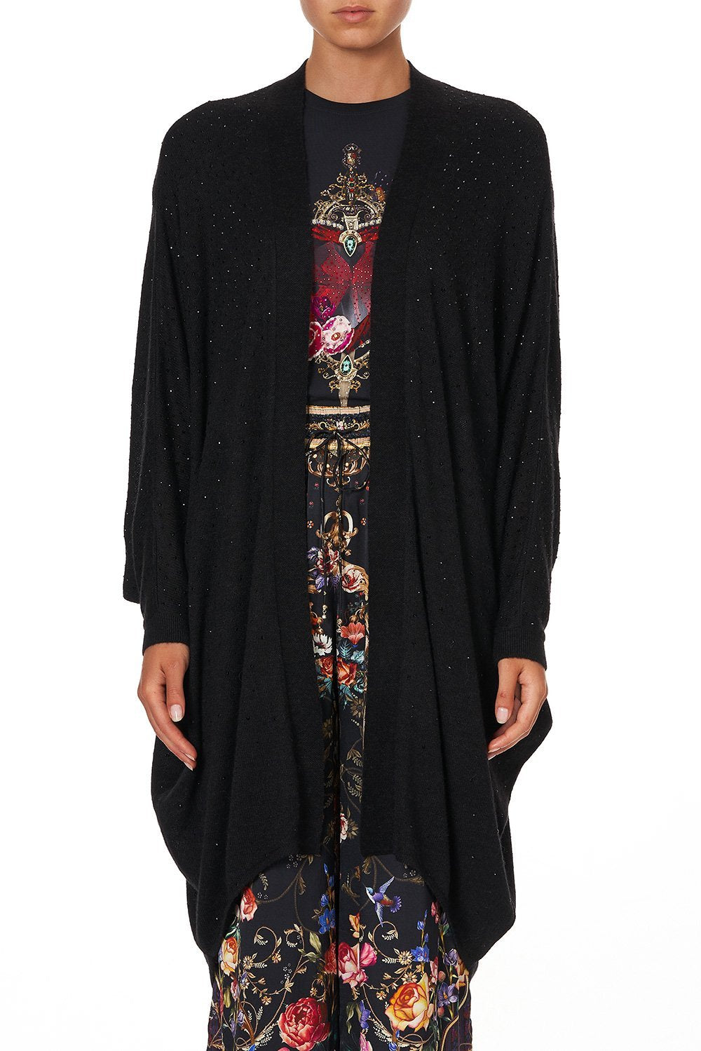 SOFT KNIT PONCHO WITH CRYSTALS BLUSHING MANOR