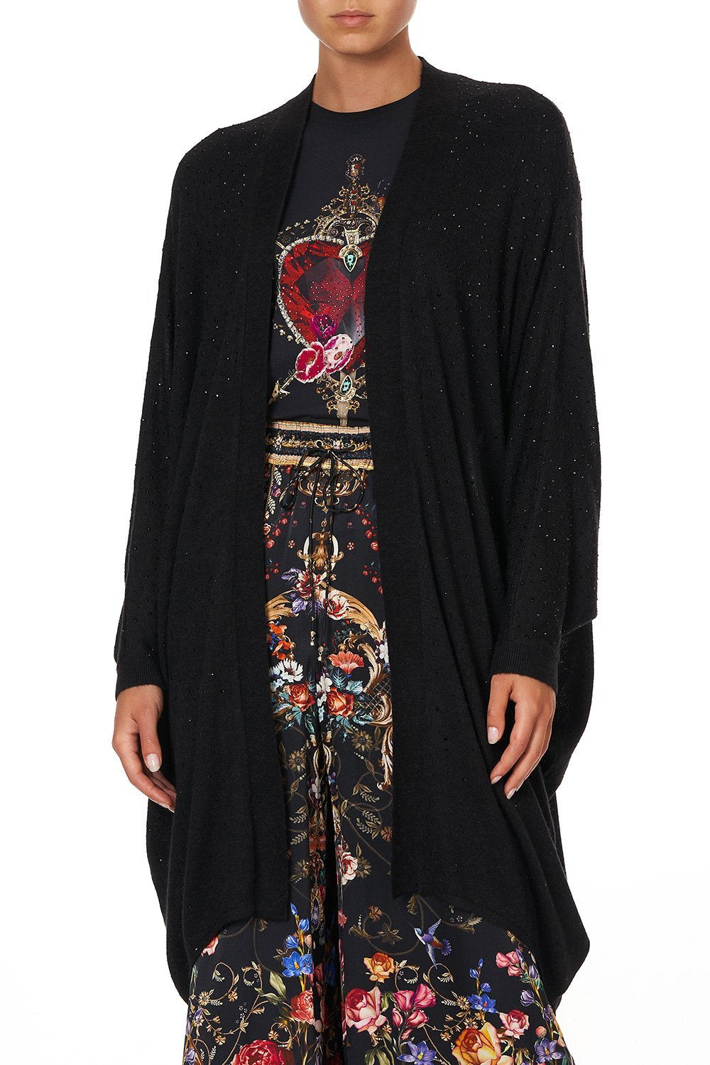 SOFT KNIT PONCHO WITH CRYSTALS BLUSHING MANOR